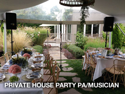private house party and the sound guys provided pa hire and musician