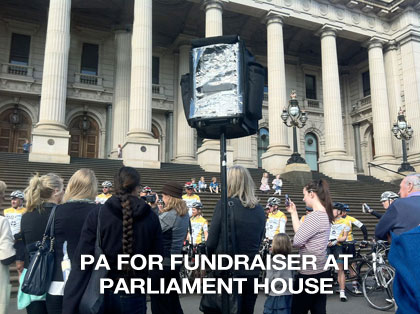 The sound guys supplied pa sound for fundraiser at Parliament House Melbourne